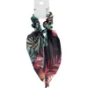 Chouchou foulard noir motif tropical vert et rouge^Gifi Online