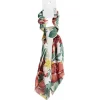 Chouchou foulard fleur motif printanier blanc jaune rouge^Gifi Hot