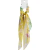 Chouchou foulard jaune motif tropical vert et corail^Gifi Outlet