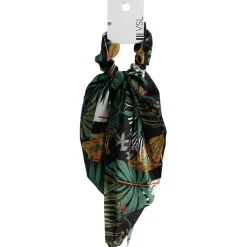 Chouchou foulard noir motif tropical vert et orange^Gifi Clearance