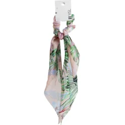 Chouchou foulard rose motif tropical vert et bleu^Gifi Sale