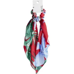 Chouchou foulard rouge motif tropical vert et bleu^Gifi Clearance