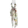 Chouchou foulard vert sauge motif floral orange et rose^Gifi Clearance