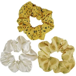 Chouchou jaune et blanc à motifs Ø10cm x3^Gifi