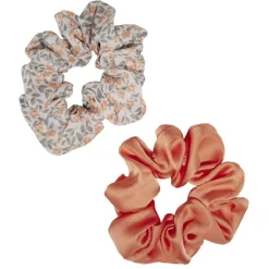 Chouchou motif fleur et uni orange Ø10cm x2^Gifi