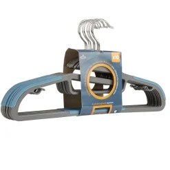 Cintre antidérapant gris bleu x10 Rangement