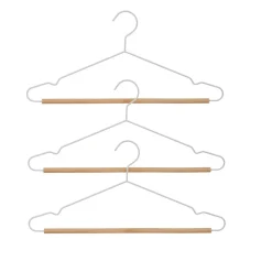 Cintre blanc et bois x 3 Rangement