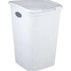 New Coffre à linge 50 L blanc effet osier Entretien Du Linge