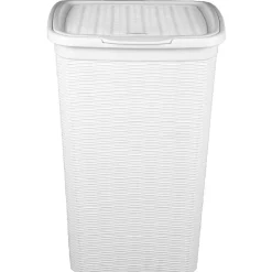 New Coffre à linge 50 L blanc effet osier Entretien Du Linge