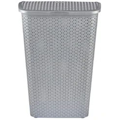 Outlet Coffre à linge gris argent 55 L Entretien Du Linge