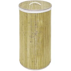 Outlet Coffre à linge rond en bambou 57L Entretien Du Linge