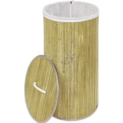 Outlet Coffre à linge rond en bambou 57L Entretien Du Linge