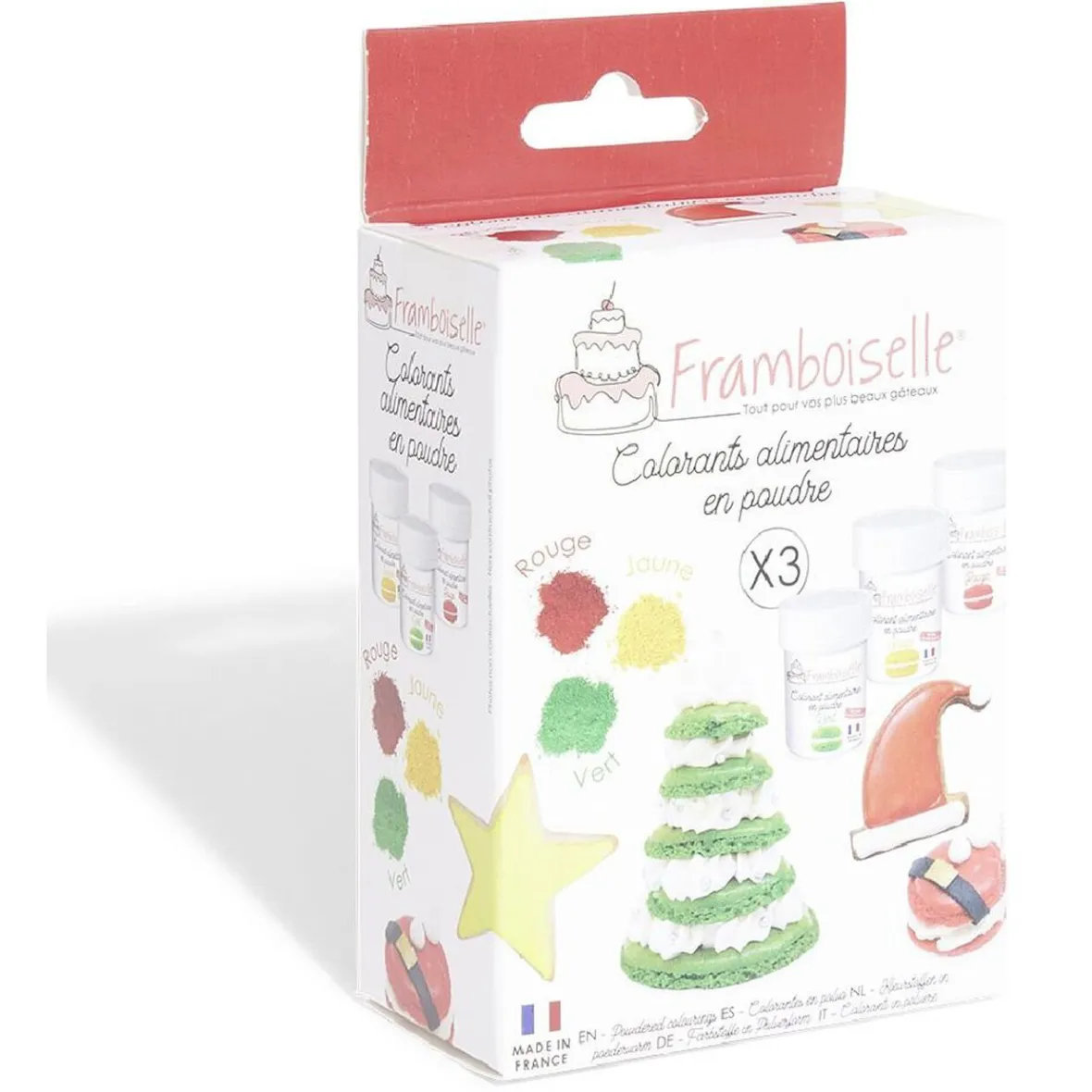Gifi Préparation Culinaire^Colorant alimentaire en poudre Framboiselle rouge jaune vert x3