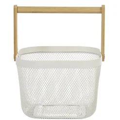 Gifi Rangement De Cuisine^Corbeille à fruits maille métal blanc avec anse naturel