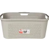 Outlet Corbeille à linge avec poignées design rotin taupe 40 L Entretien Du Linge