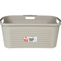 Outlet Corbeille à linge avec poignées design rotin taupe 40 L Entretien Du Linge