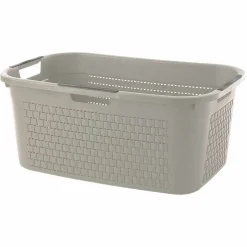 Outlet Corbeille à linge avec poignées design rotin taupe 40 L Entretien Du Linge