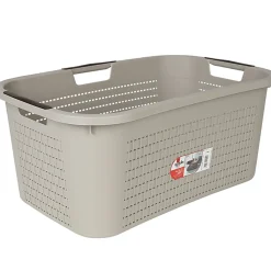 Outlet Corbeille à linge avec poignées design rotin taupe 40 L Entretien Du Linge