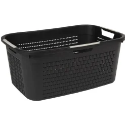 Online Corbeille à linge avec poignées design rotin noire 40 L Entretien Du Linge
