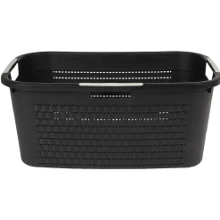 Online Corbeille à linge avec poignées design rotin noire 40 L Entretien Du Linge