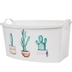 Best Corbeille à linge blanche design cactus 42 L Entretien Du Linge