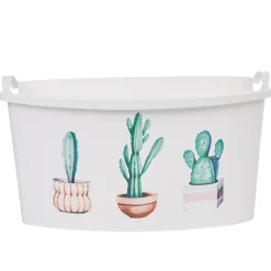 Best Corbeille à linge blanche design cactus 42 L Entretien Du Linge