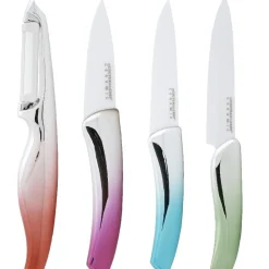 Gifi Préparation Culinaire^Couteau céramique manche coloré x 3 et éplucheur
