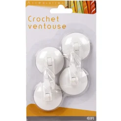 Best Crochet ventouse x4 blanc plastique Rangement