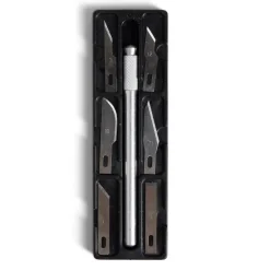 Cutter de précision 7 lames incluses métal gris^Gifi Online