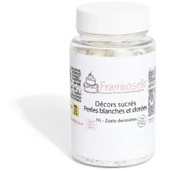 Gifi Préparation Culinaire^Décor sucré perle blanche et dorée Framboiselle
