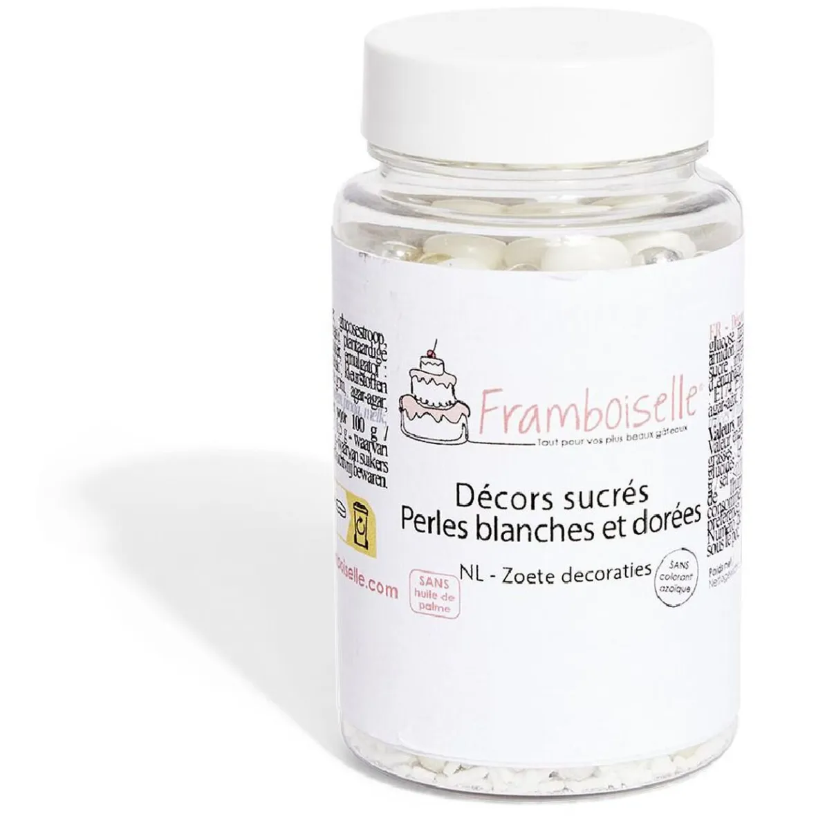 Gifi Préparation Culinaire^Décor sucré perle blanche et dorée Framboiselle