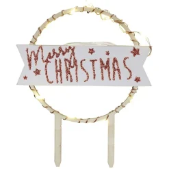 Gifi Préparation Culinaire^Décoration gâteau de Noël à LED en bois beige