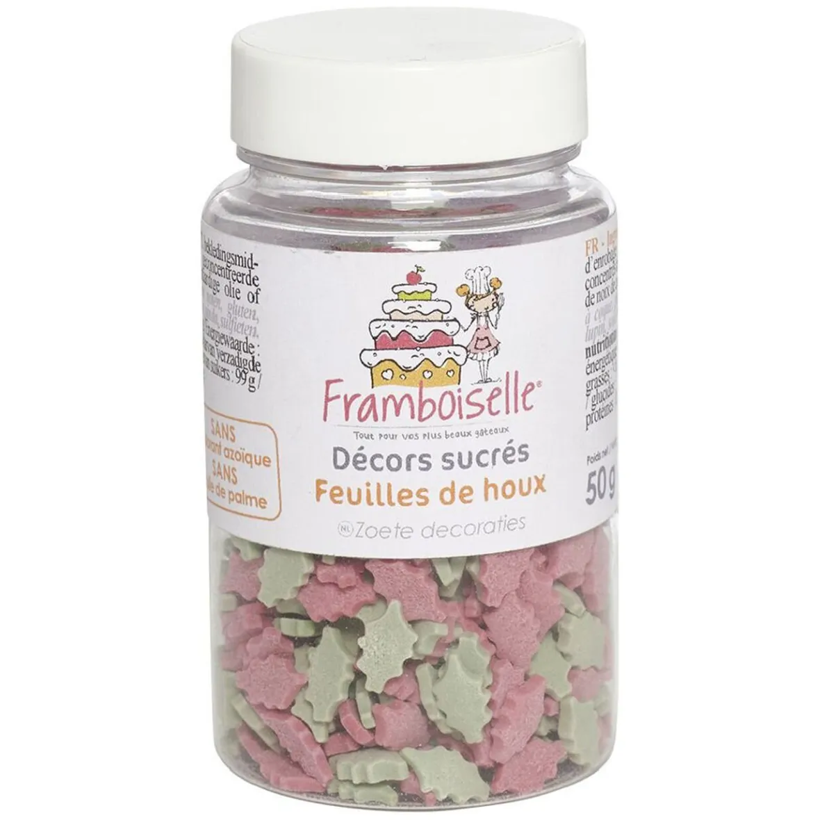 Gifi Préparation Culinaire^Décors sucrés feuilles de houx rose et vert 50 g Framboiselle