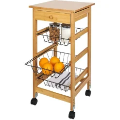 Gifi Rangement De Cuisine^Desserte 3 niveaux bambou et métal