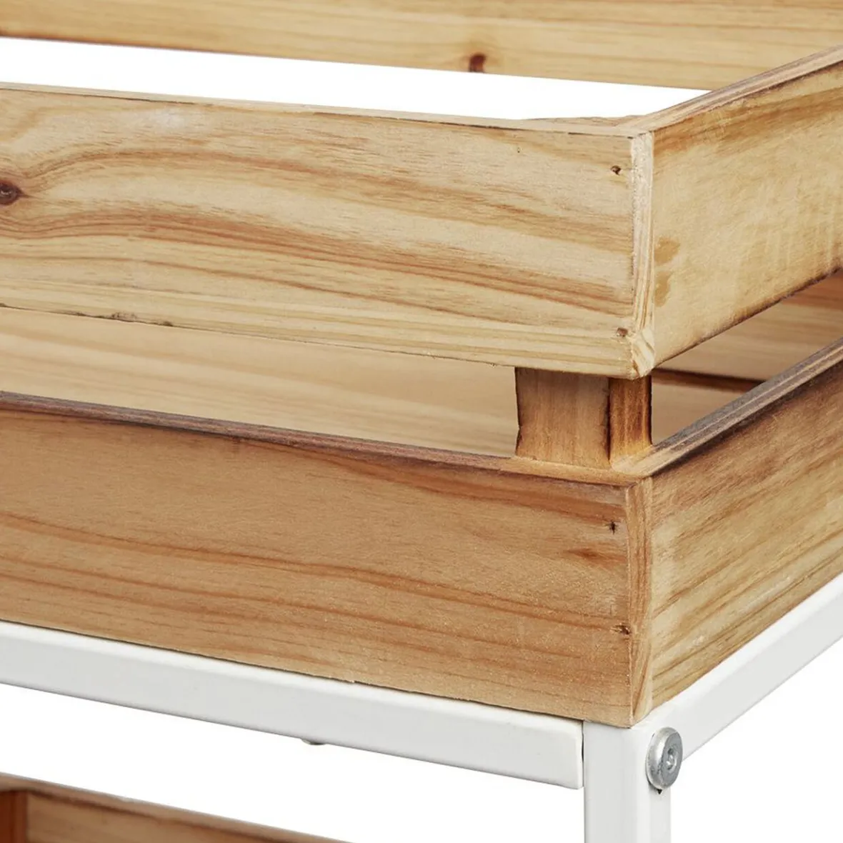 Gifi Rangement De Cuisine^Desserte à roulette en bois design cagette naturel 3 niveaux