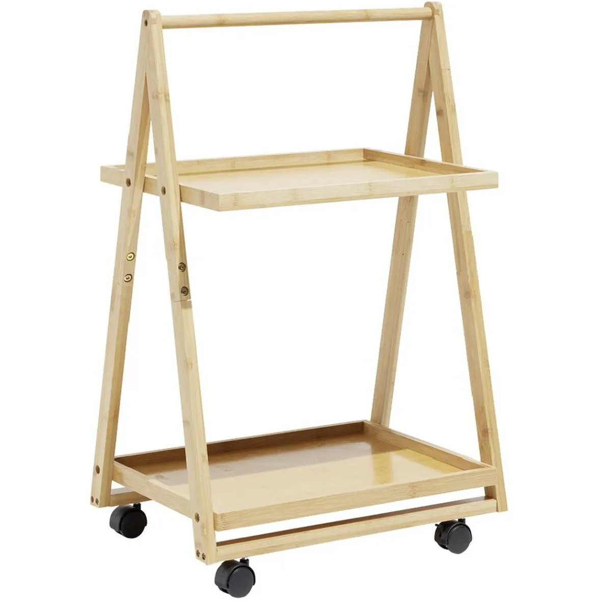 Gifi Rangement De Cuisine^Desserte à roulettes bambou 2 niveaux 50x38xH78cm