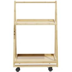 Gifi Rangement De Cuisine^Desserte à roulettes bambou 2 niveaux 50x38xH78cm