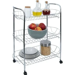 Gifi Rangement De Cuisine^Desserte en métal gris 3 niveaux - L.51xl.26,5xH.57cm