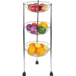 Gifi Rangement De Cuisine^Desserte ovale 3 paniers inox H.70,5cm