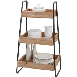 Gifi Rangement De Cuisine^Desserte vintage 3 niveaux noir naturel