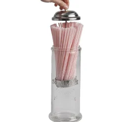 Gifi Préparation Culinaire^Distributeur de pailles transparent gris