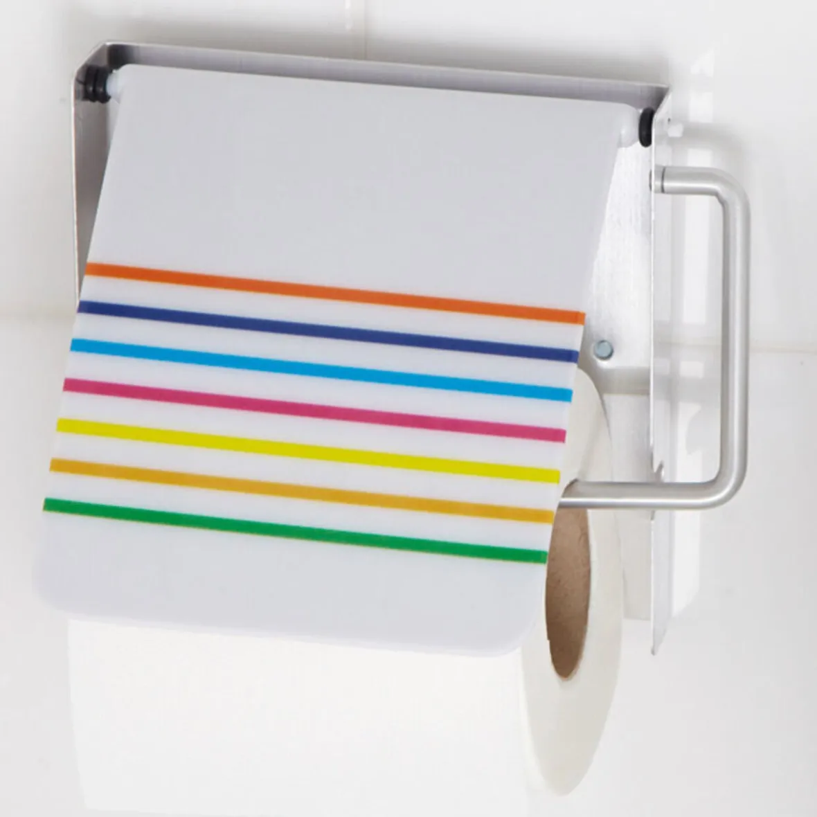 Dérouleur papier WC blanc rayures colorés^Gifi Hot