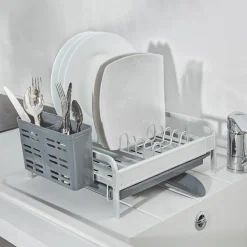 Gifi Rangement De Cuisine^Egouttoir à vaisselle extensible gris et blanc