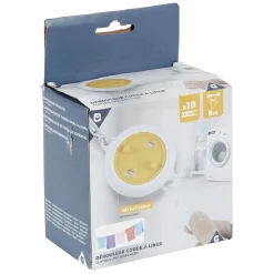 New Enrouleur corde à linge rétractable 8 m jaune et blanc Entretien Du Linge