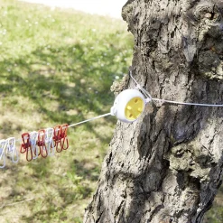 New Enrouleur corde à linge rétractable 8 m jaune et blanc Entretien Du Linge