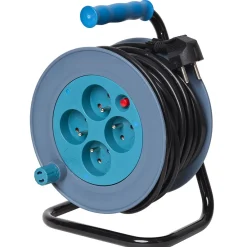 Enrouleur de câble compact 15 m multiprises x4 bleu et noir^Gifi Best