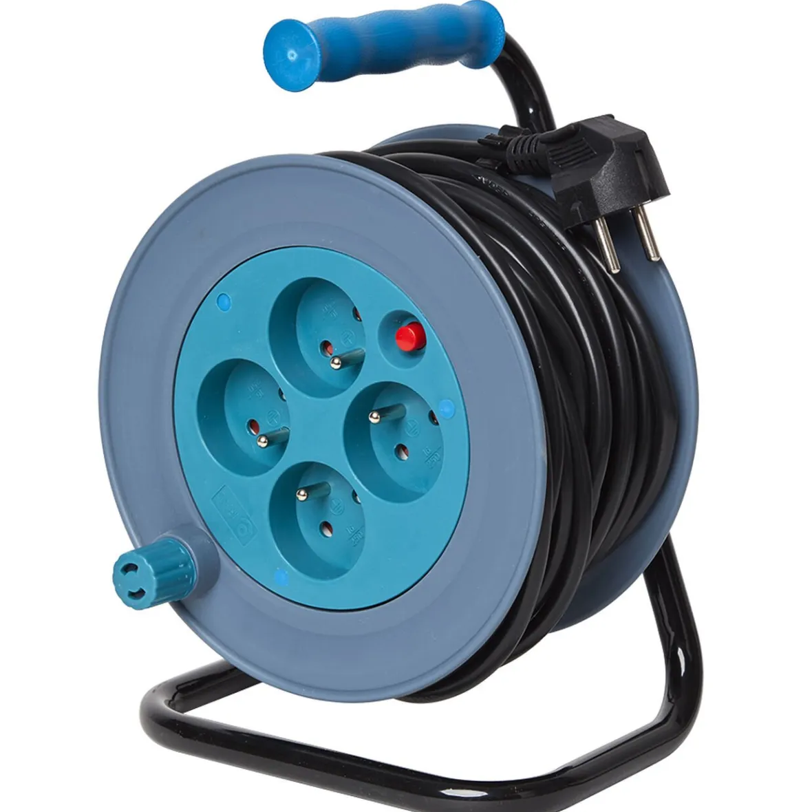 Enrouleur de câble compact 15 m multiprises x4 bleu et noir^Gifi Best