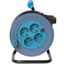 Enrouleur de câble compact 15 m multiprises x4 bleu et noir^Gifi Best