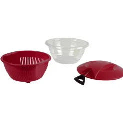 Gifi Préparation Culinaire^Essoreuse à salade 4 en 1 transparente et rouge