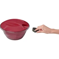 Gifi Préparation Culinaire^Essoreuse à salade 4 en 1 transparente et rouge